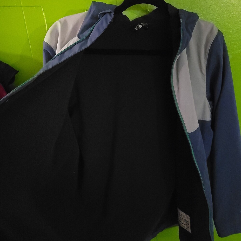 The North Face WindWall Jacket boys XL Blue Softshell Full Zip Hooded puffer vtg - Picture 8 of 8